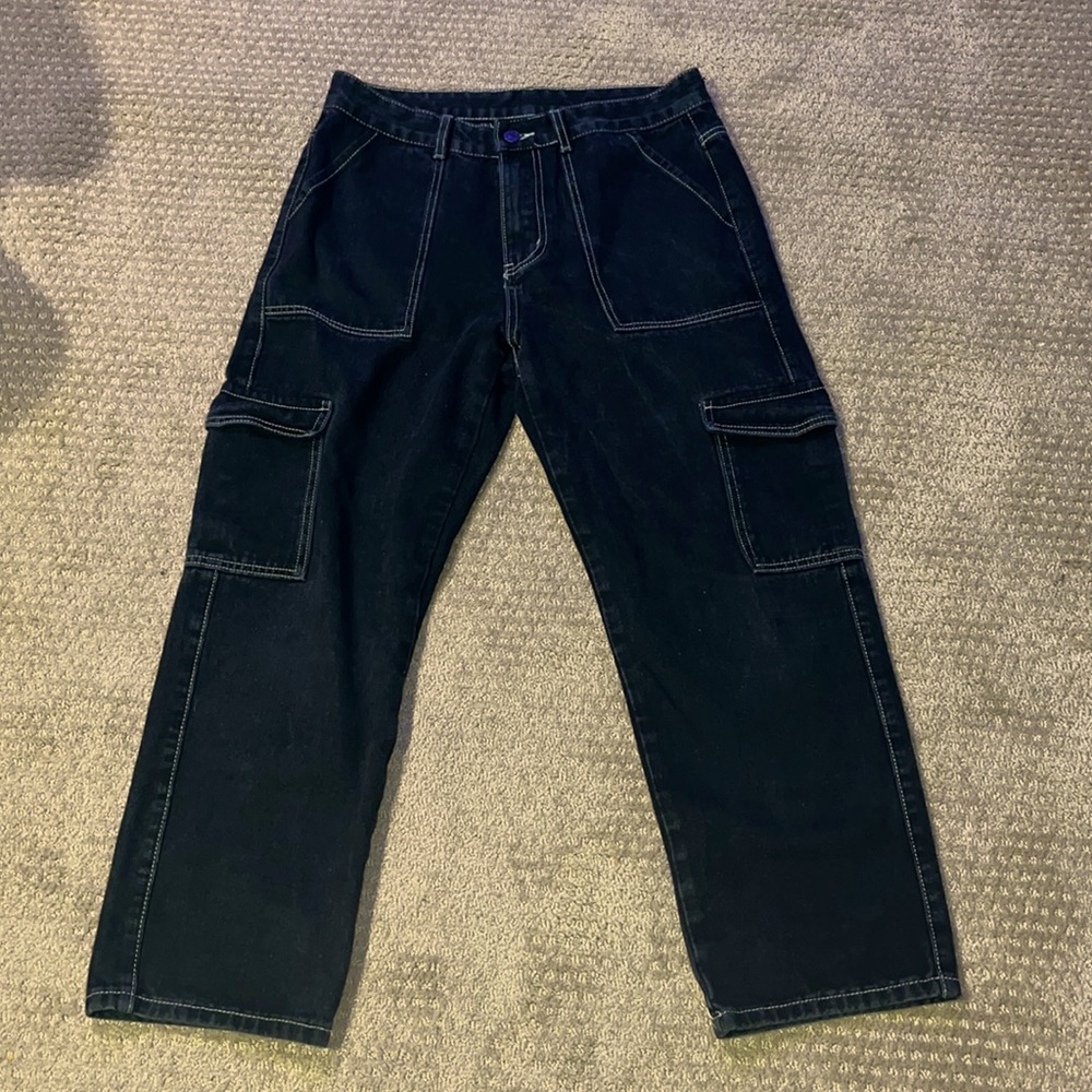 SHEIN Contrast Stitching Cargo Jeans